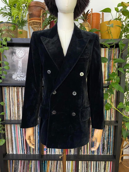 Vintage 1960s Black Yves Saint Laurent Velvet Blazer
