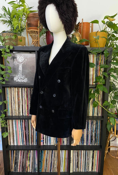 Vintage 1960s Black Yves Saint Laurent Velvet Blazer