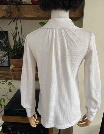 Vintage 1970s White Textured Zip Up Top