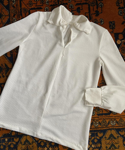 Vintage 1970s White Textured Zip Up Top