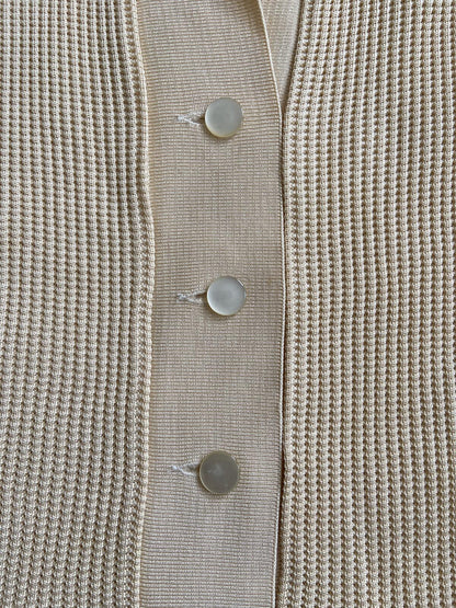 Vintage 1970s Beige Waffle Knit Cardigan