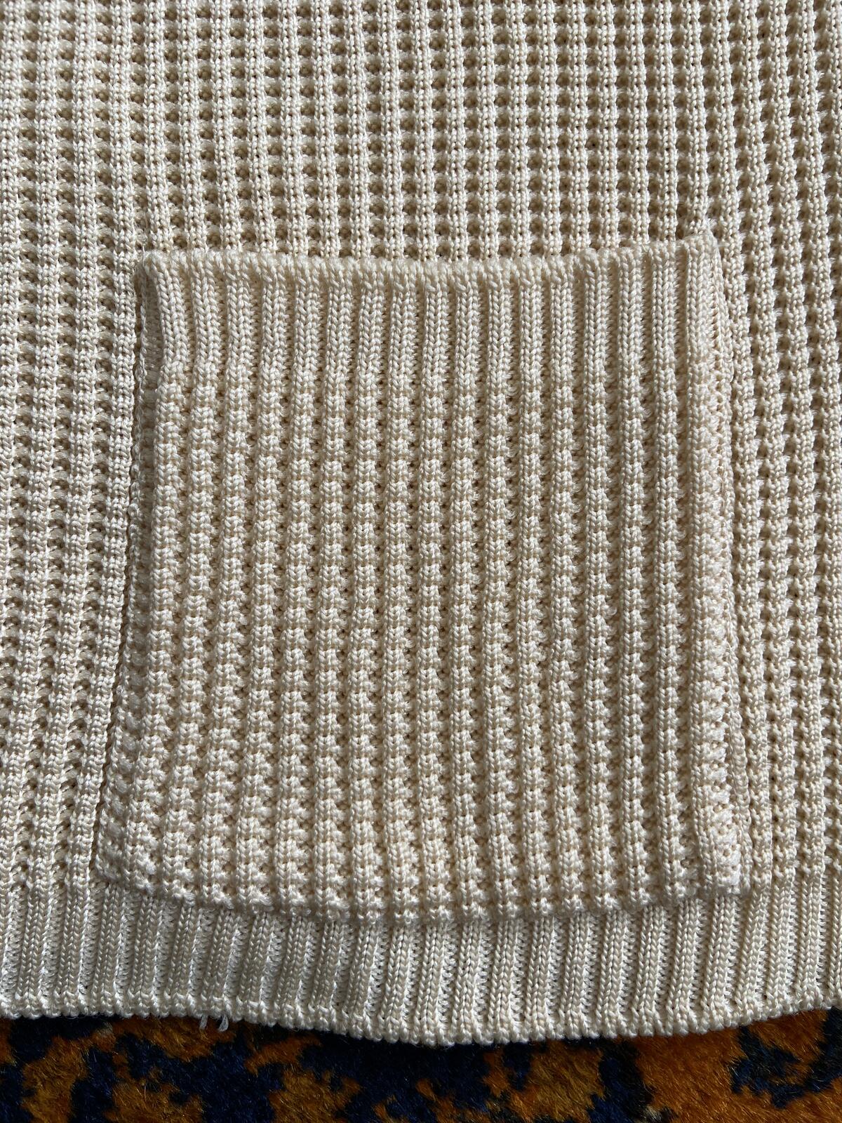 Vintage 1970s Beige Waffle Knit Cardigan
