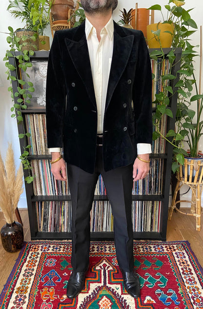 Vintage 1960s Black Yves Saint Laurent Velvet Blazer