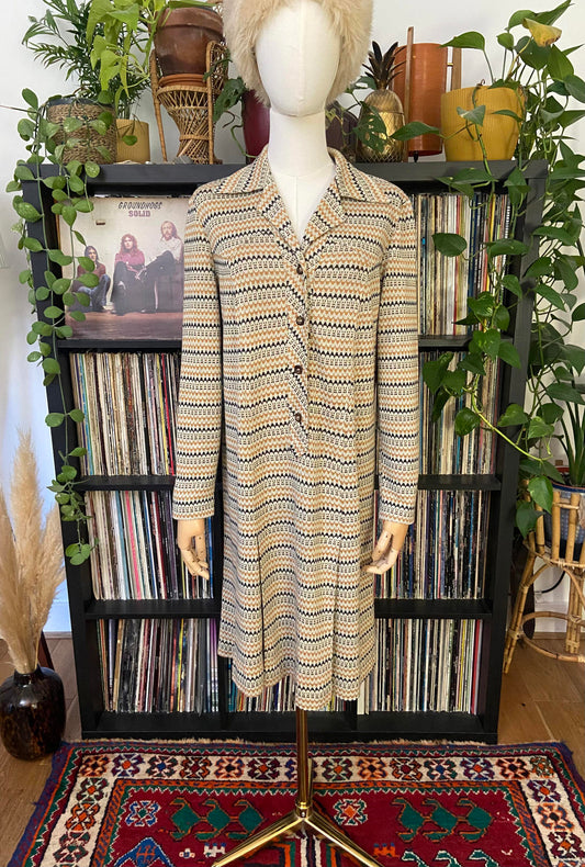 Vintage 1970s Beige Knit Dress