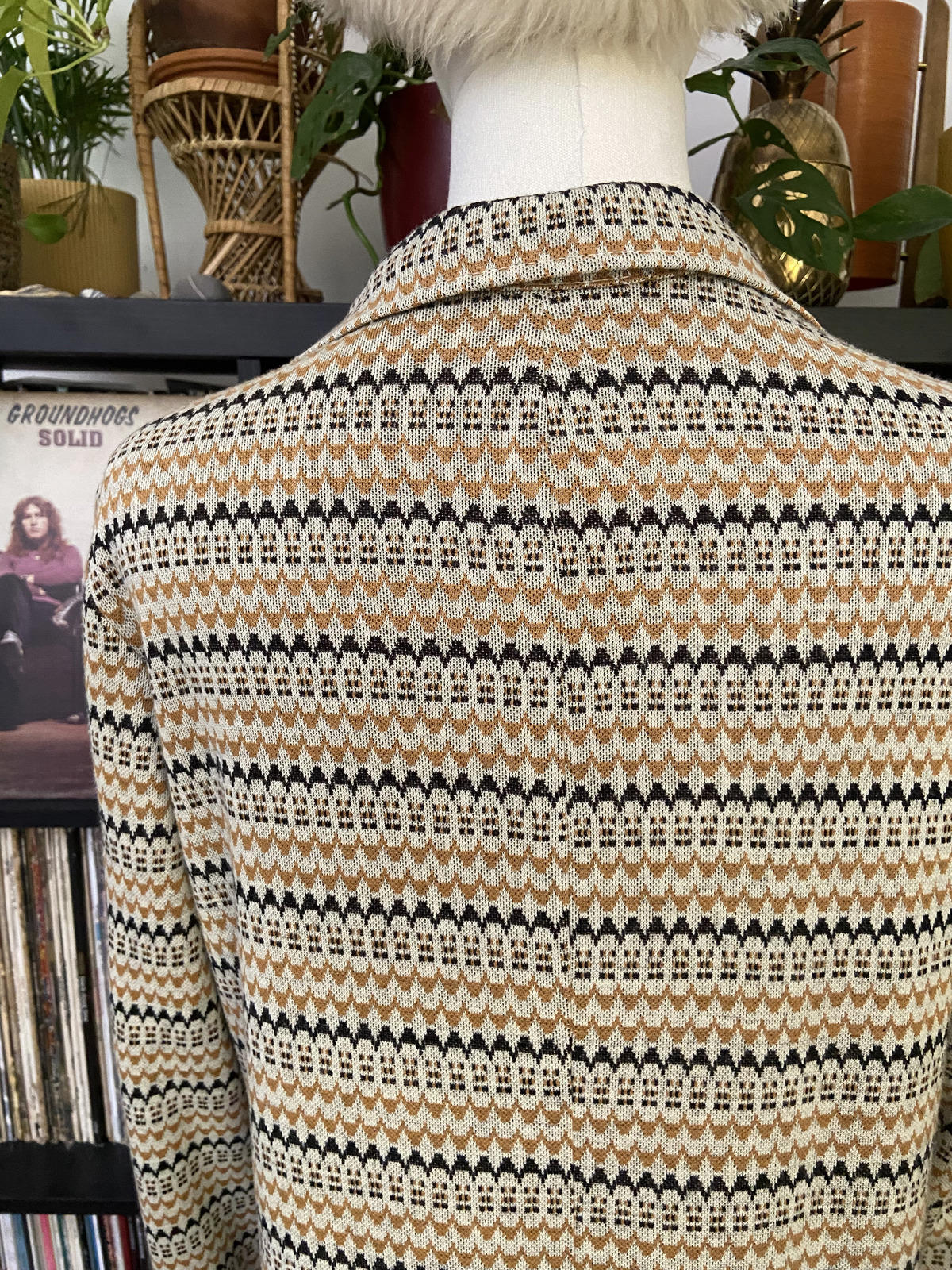 Vintage 1970s Beige Knit Dress