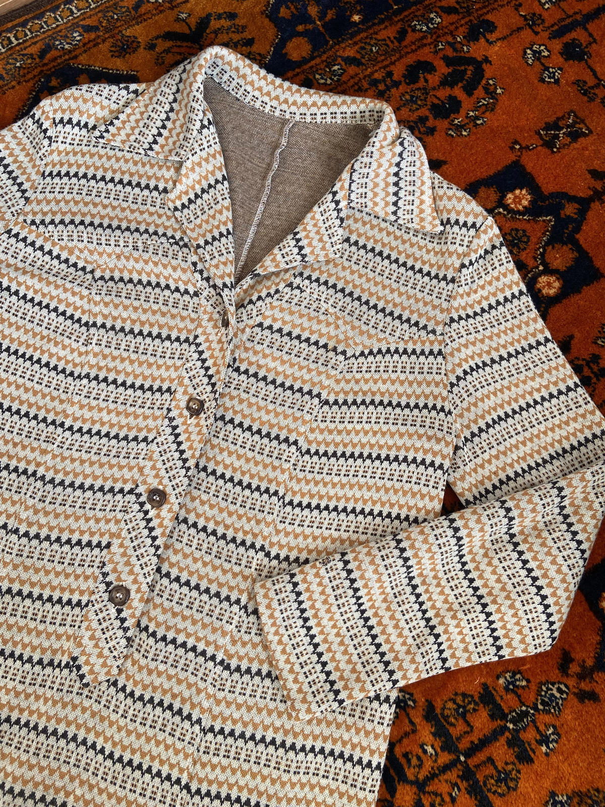 Vintage 1970s Beige Knit Dress