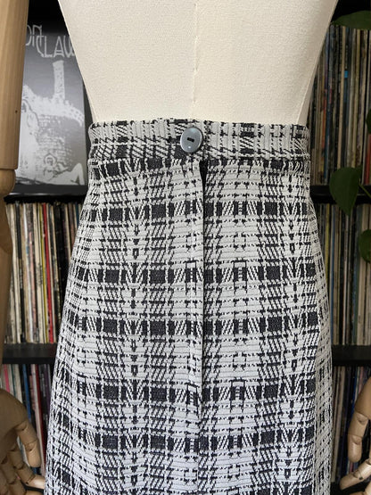 Vintage 1970s Black & White Checked Maxi Skirt