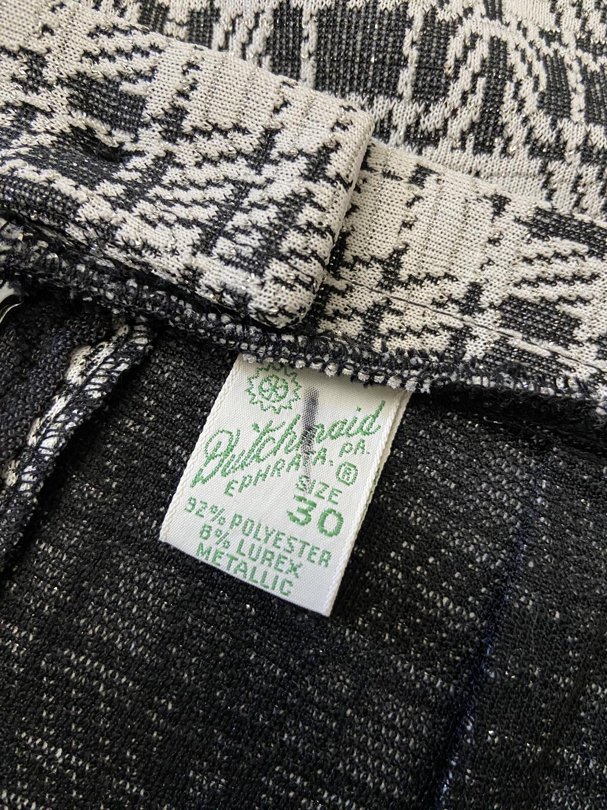 Vintage 1970s Black & White Checked Maxi Skirt