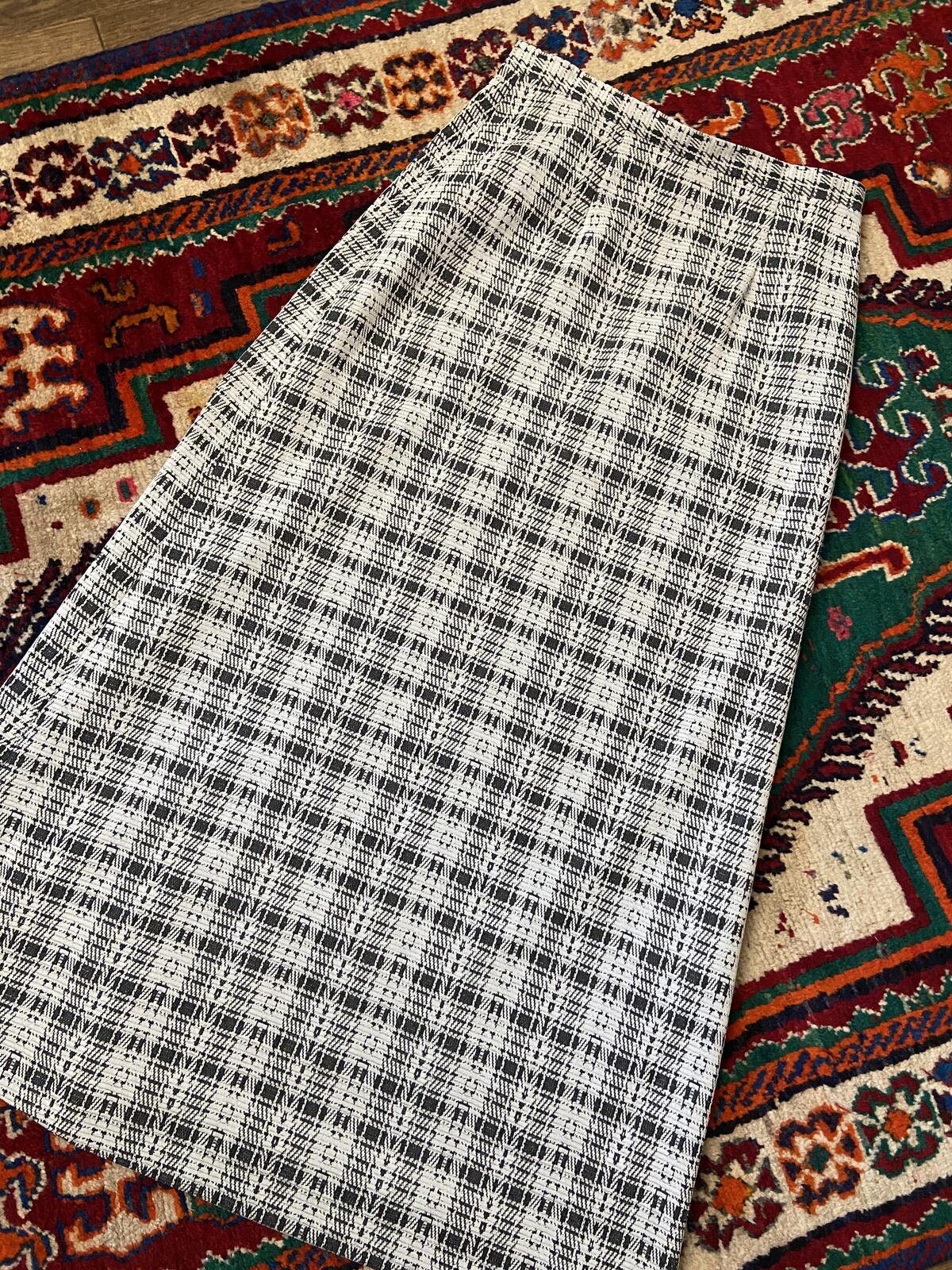 Vintage 1970s Black & White Checked Maxi Skirt
