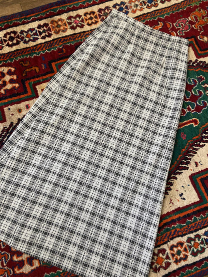 Vintage 1970s Black & White Checked Maxi Skirt