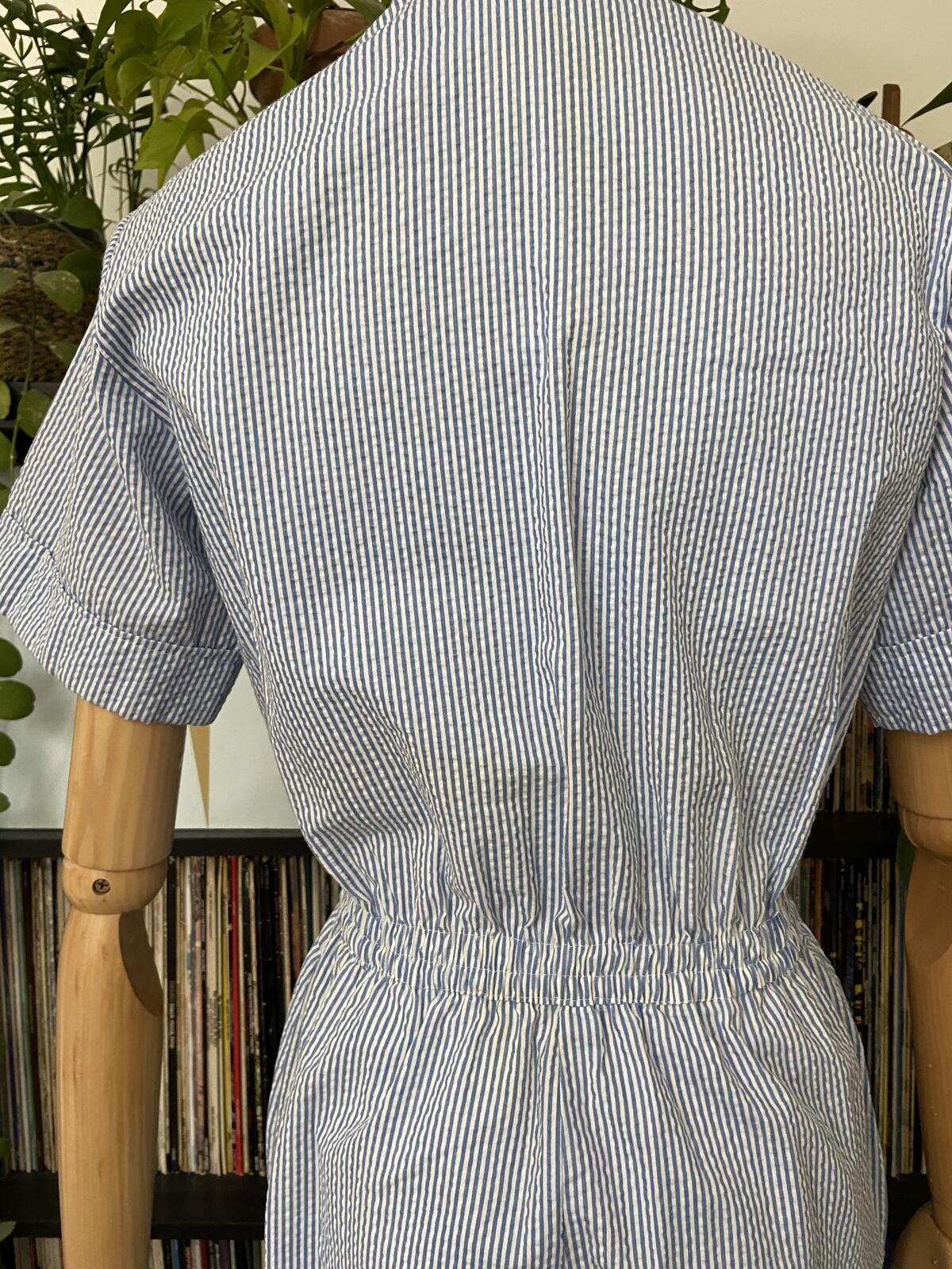 Vintage 1980s White & Blue Candy Stripe Jumpsuit