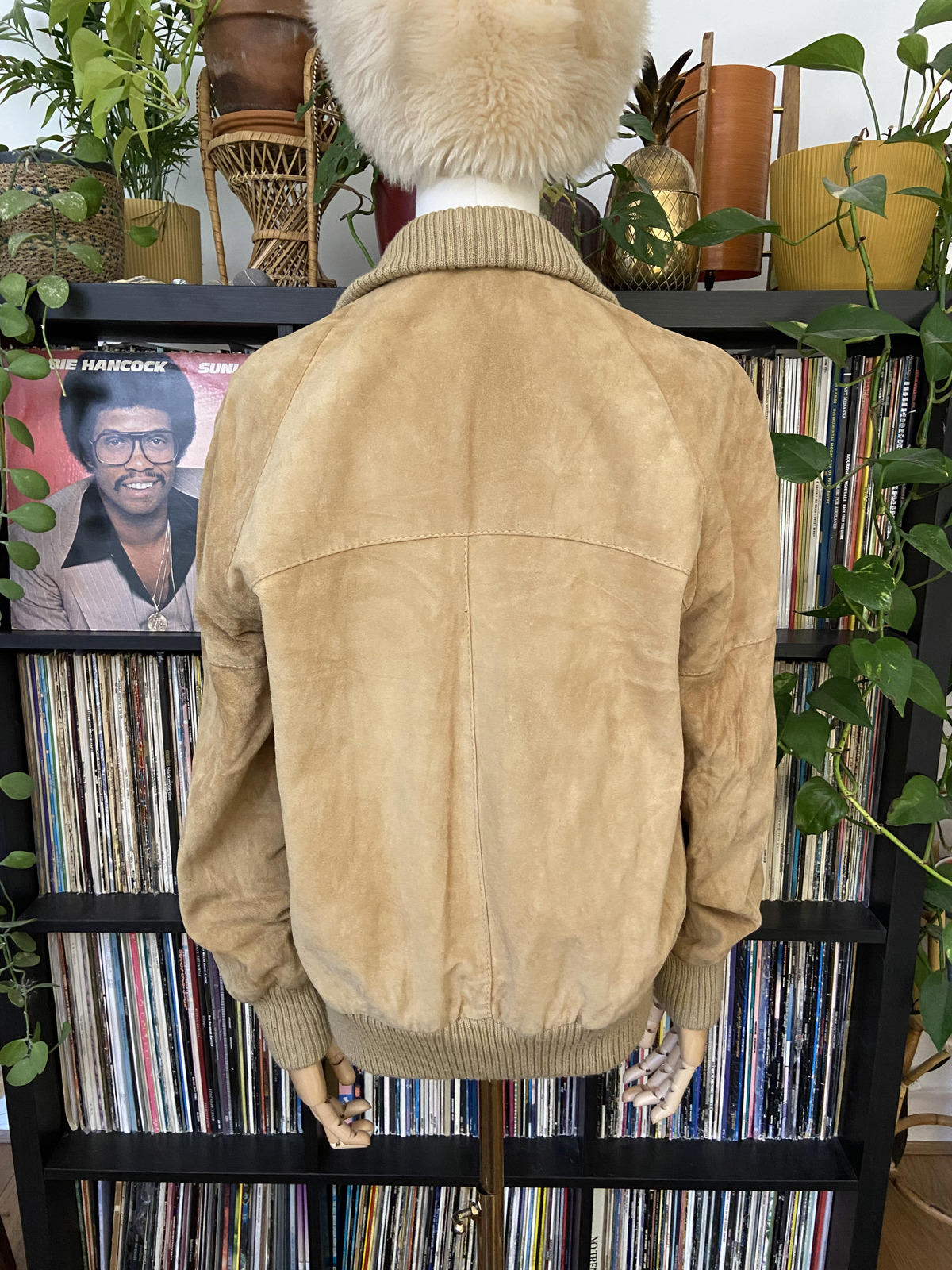 Vintage 1970s Beige Suede Bomber Jacket