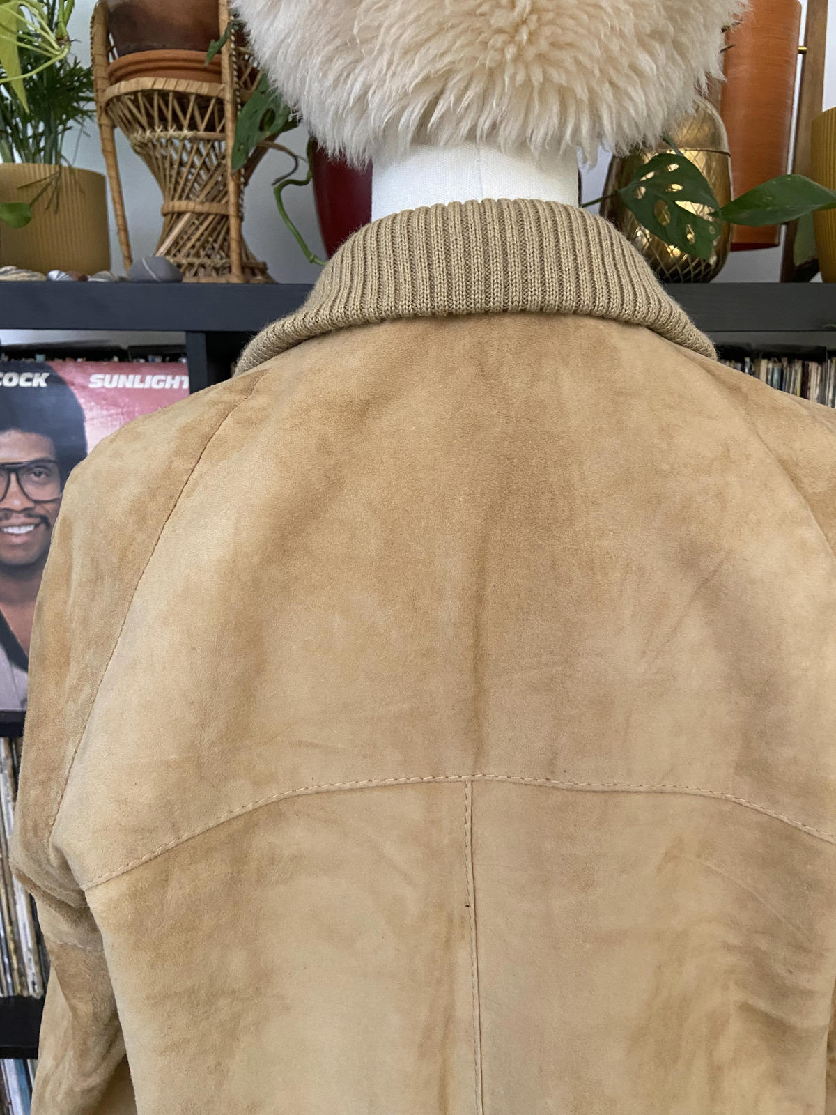 Vintage 1970s Beige Suede Bomber Jacket