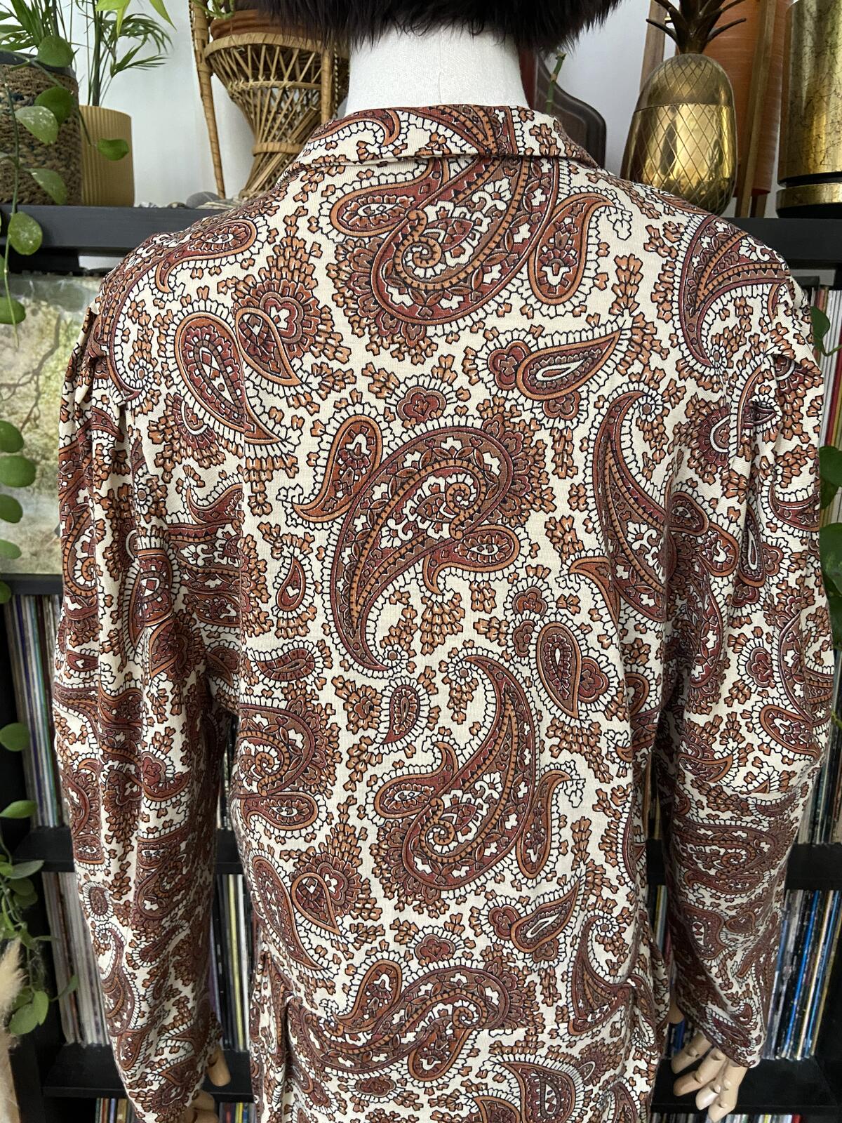 Vintage 1980s Brown Paisley Dress