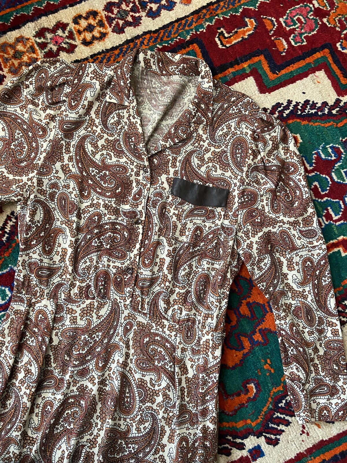 Vintage 1980s Brown Paisley Dress