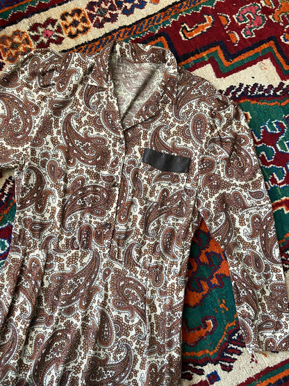 Vintage 1980s Brown Paisley Dress