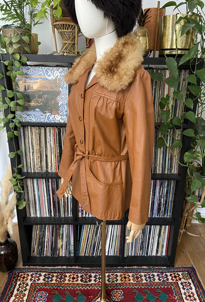Vintage 1970s Tan Leather Penny Lane Jacket
