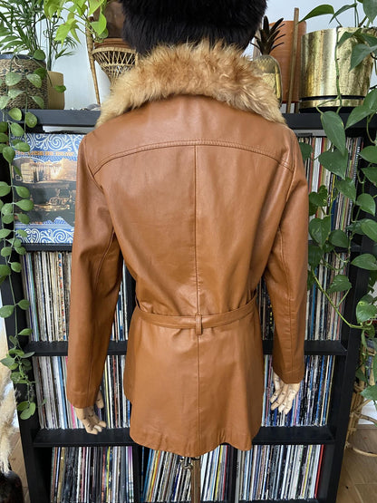 Vintage 1970s Tan Leather Penny Lane Jacket
