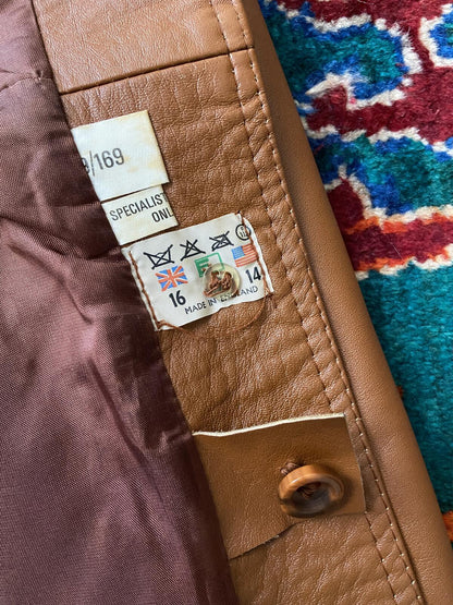 Vintage 1970s Tan Leather Penny Lane Jacket