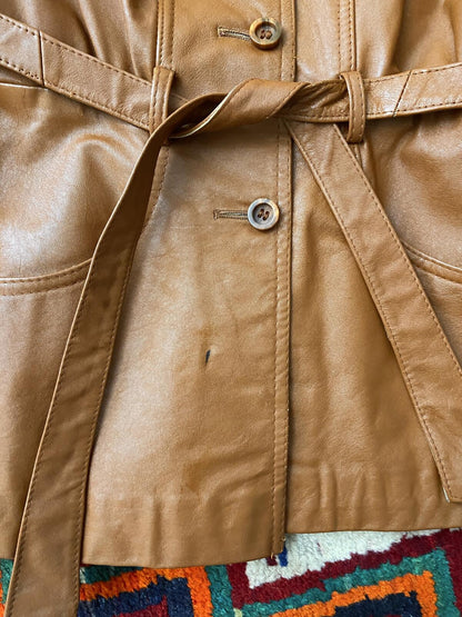Vintage 1970s Tan Leather Penny Lane Jacket