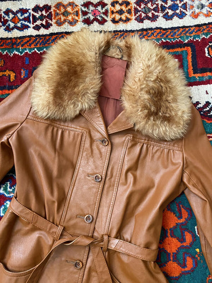 Vintage 1970s Tan Leather Penny Lane Jacket