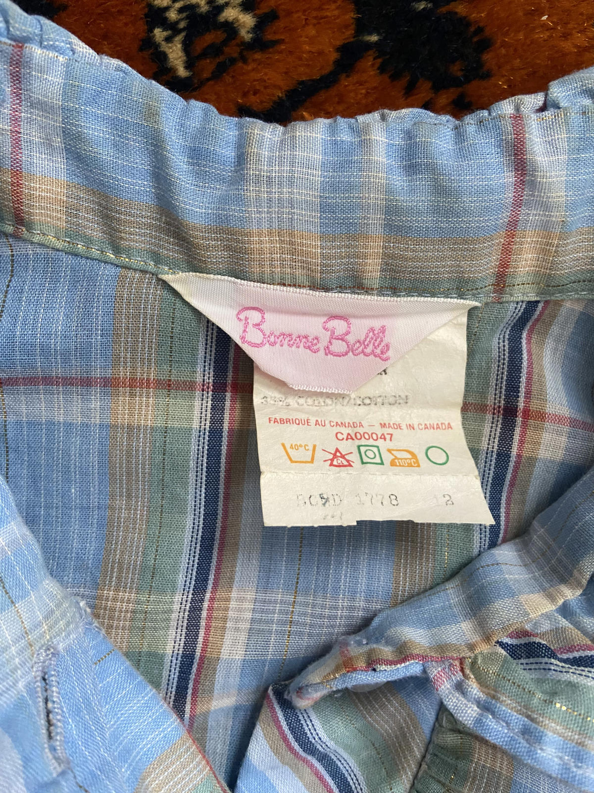 Vintage 1970s Pale Blue Gold Ruffle Prairie Shirt