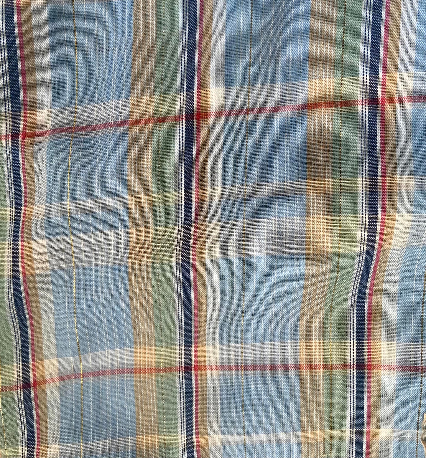 Vintage 1970s Pale Blue Gold Ruffle Prairie Shirt