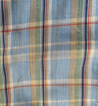 Vintage 1970s Pale Blue Gold Ruffle Prairie Shirt
