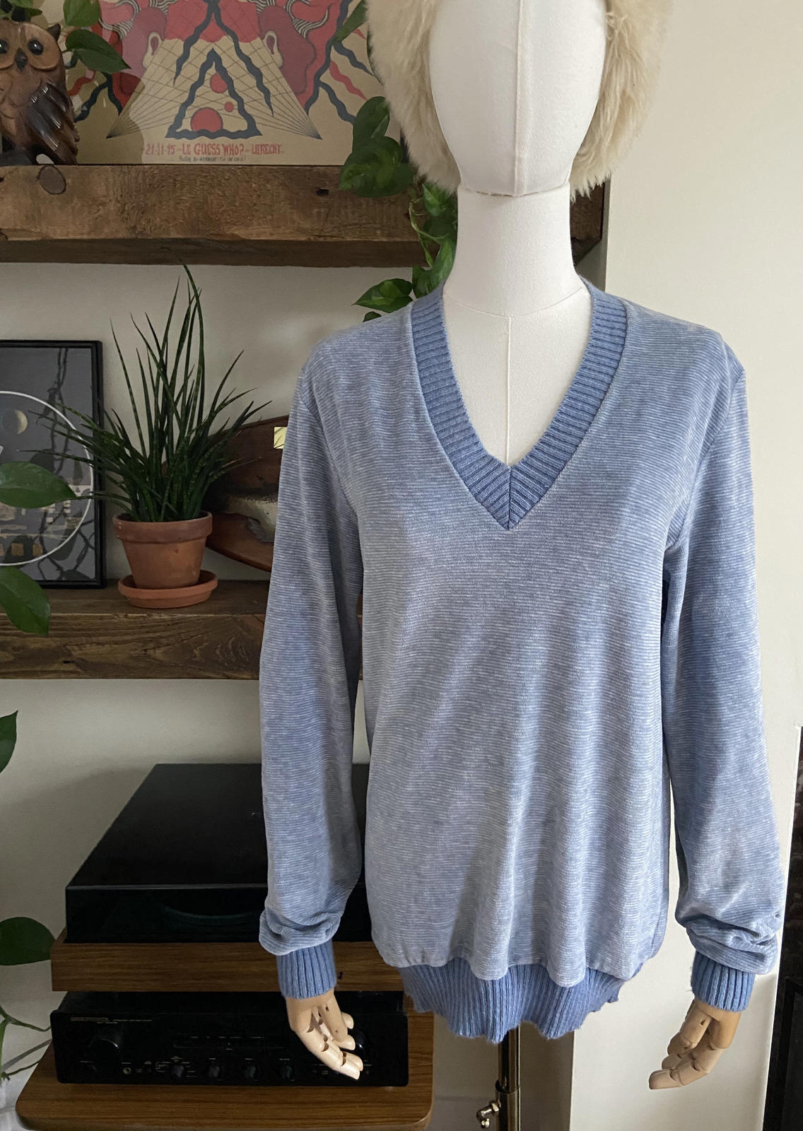 Vintage 1980s Dusty Blue St Michael Velour Sweater