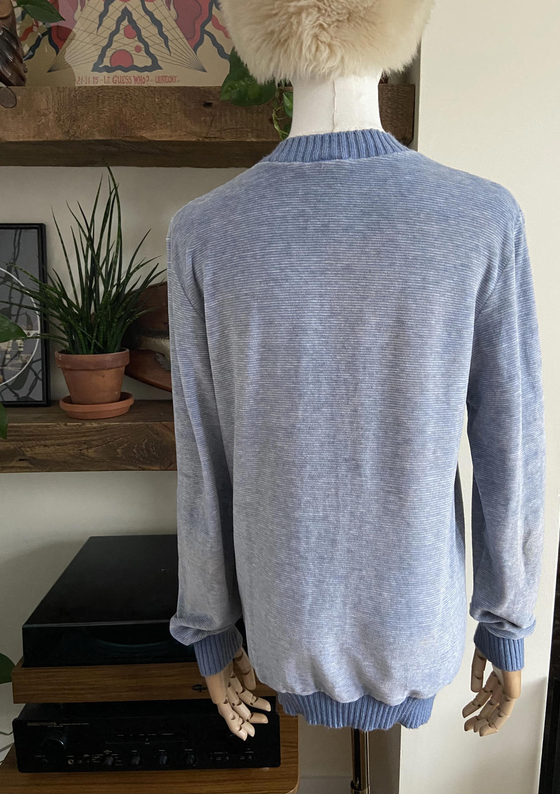 Vintage 1980s Dusty Blue St Michael Velour Sweater