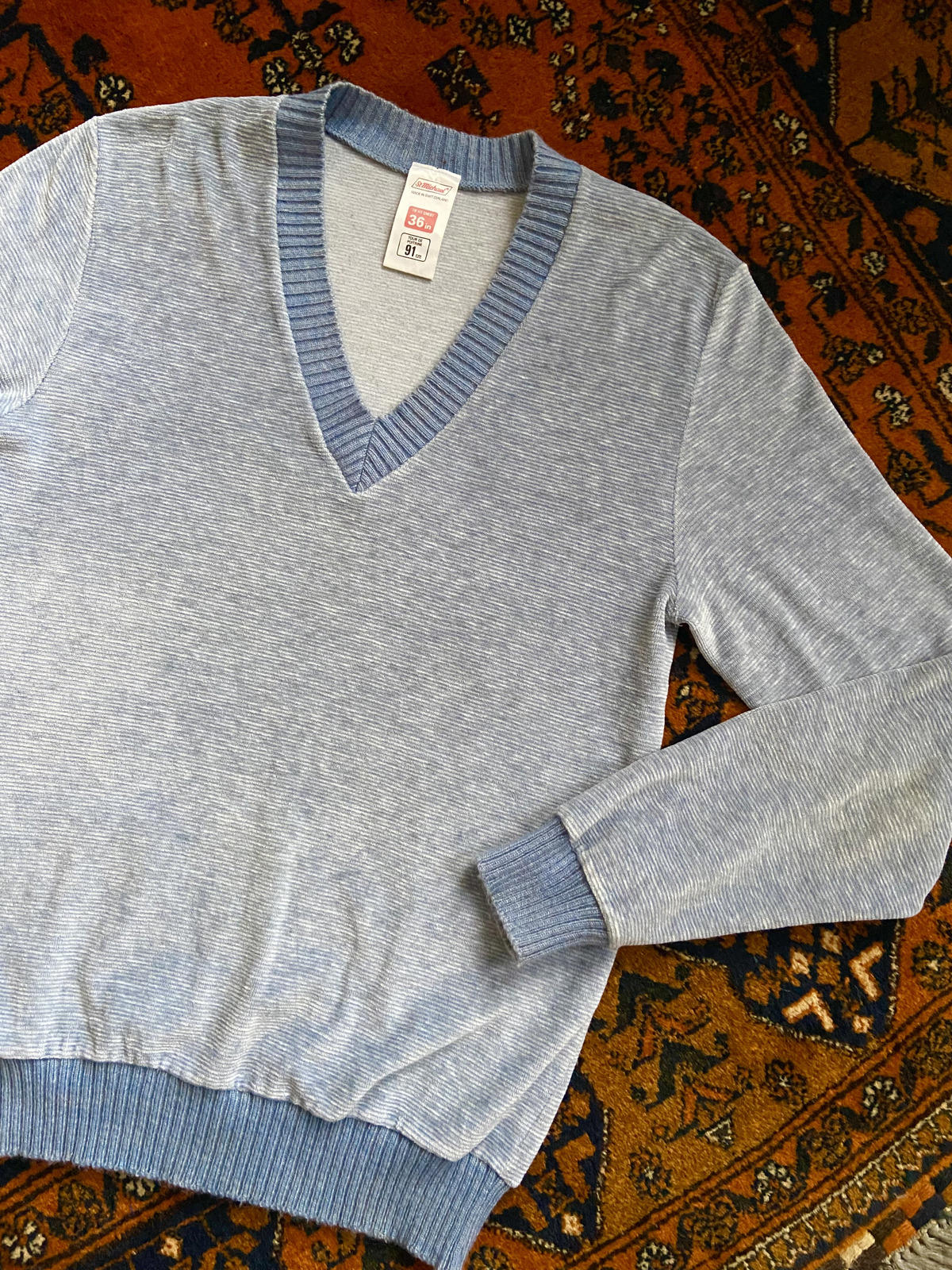 Vintage 1980s Dusty Blue St Michael Velour Sweater