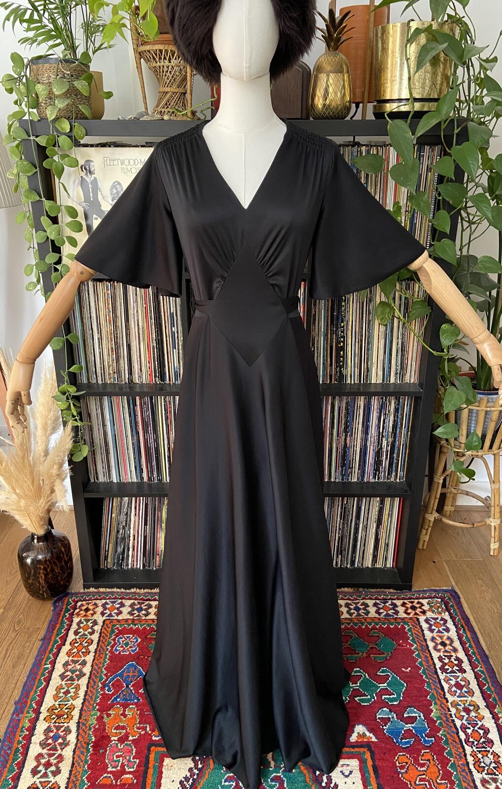 Vintage 1970s Does 1930s Black Maxi Dress