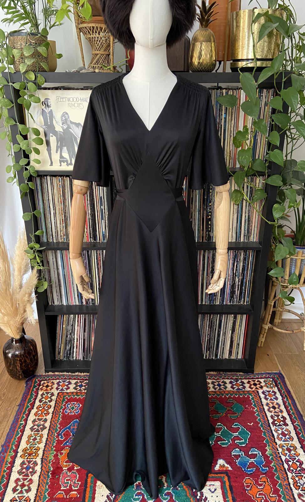 Vintage 1970s Does 1930s Black Maxi Dress