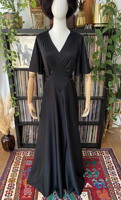 Vintage 1970s Does 1930s Black Maxi Dress