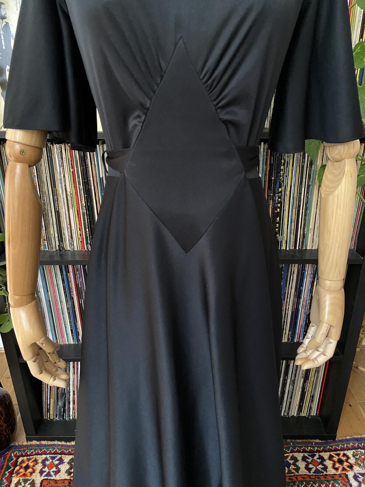 Vintage 1970s Does 1930s Black Maxi Dress