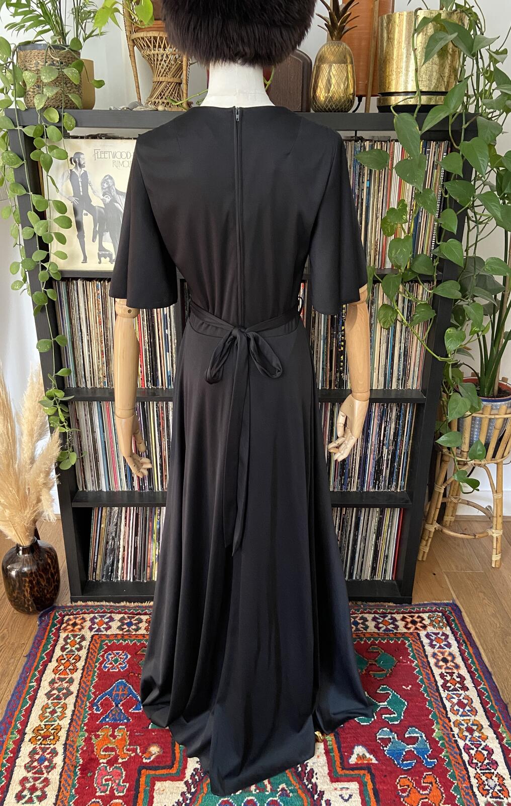 Vintage 1970s Does 1930s Black Maxi Dress