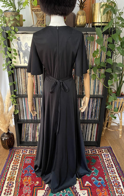 Vintage 1970s Does 1930s Black Maxi Dress