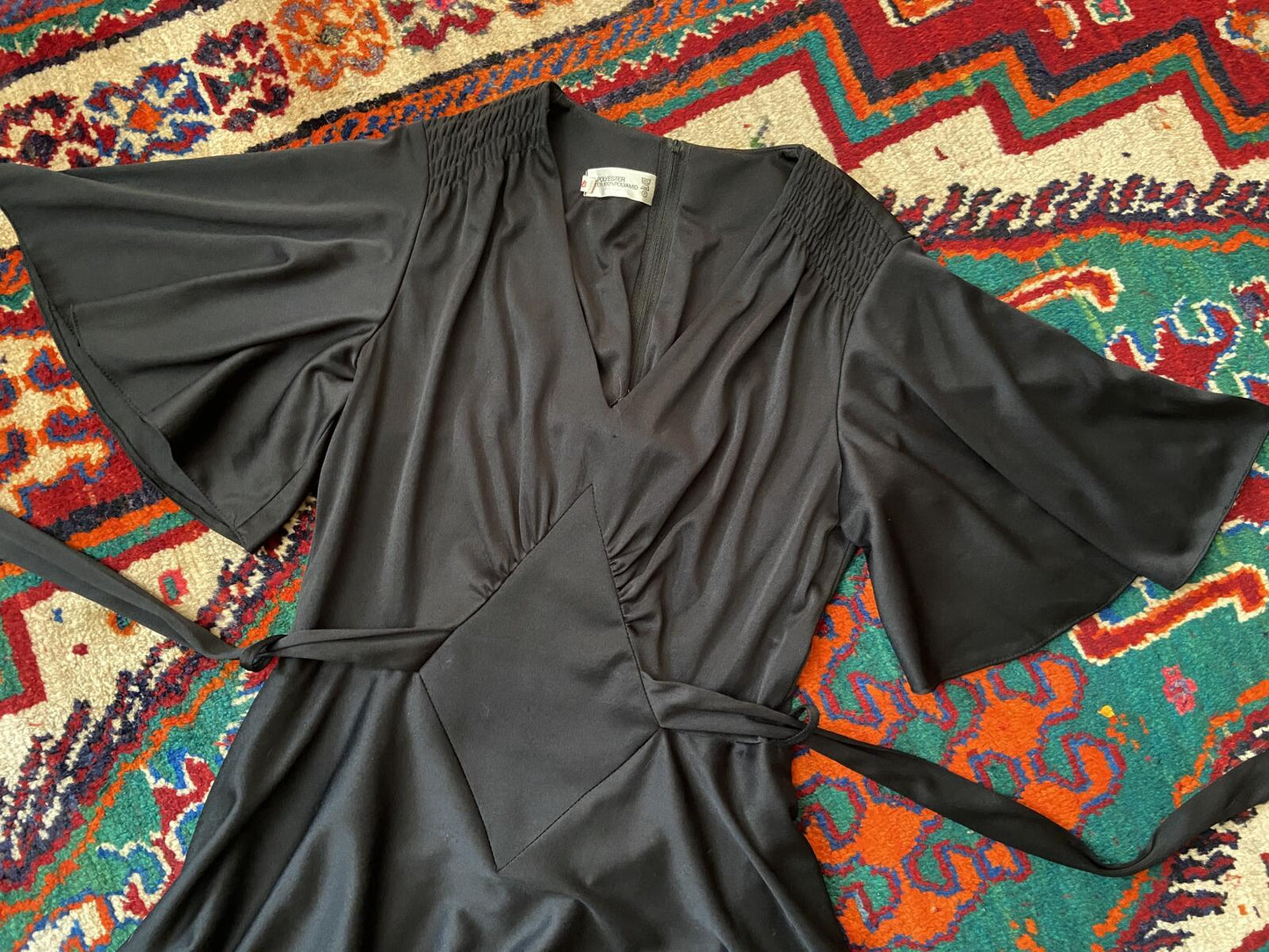 Vintage 1970s Does 1930s Black Maxi Dress