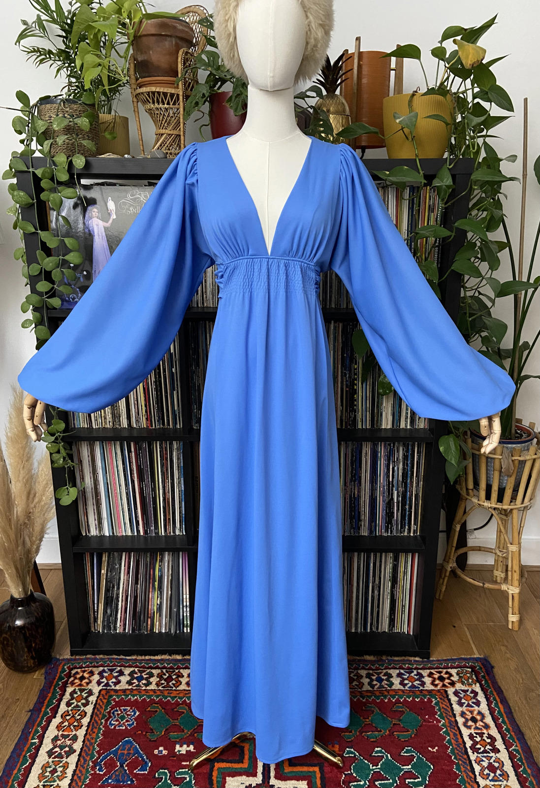 Vintage 1970s Blue Ossie Clark Maxi Dress