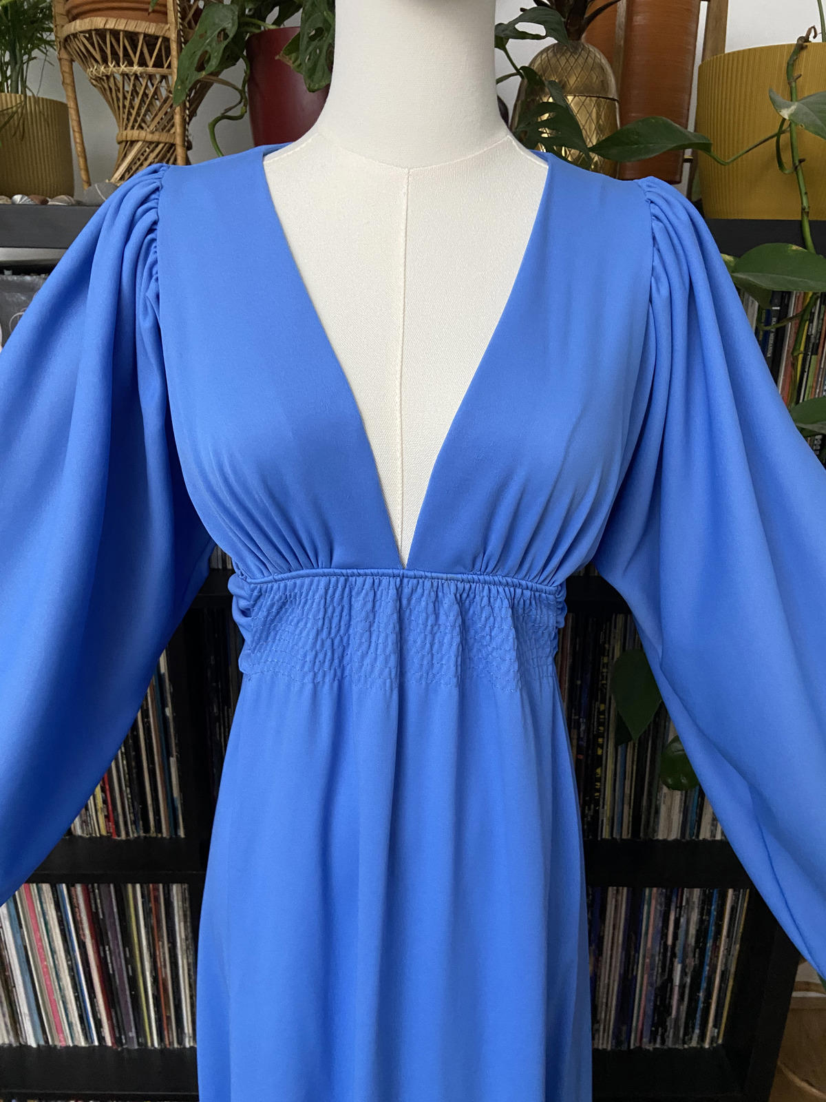 Vintage 1970s Blue Ossie Clark Maxi Dress