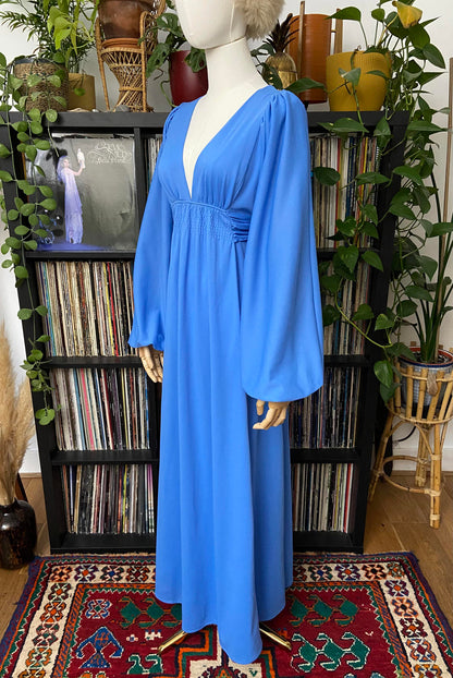Vintage 1970s Blue Ossie Clark Maxi Dress