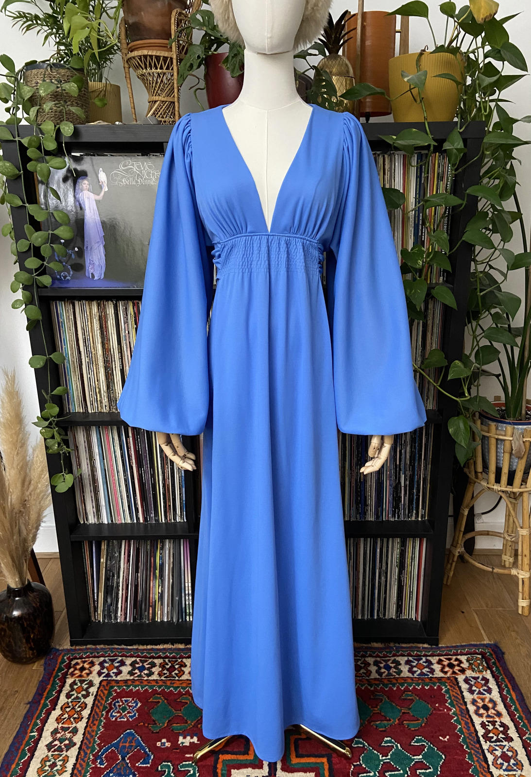 Vintage 1970s Blue Ossie Clark Maxi Dress