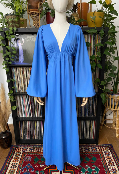 Vintage 1970s Blue Ossie Clark Maxi Dress