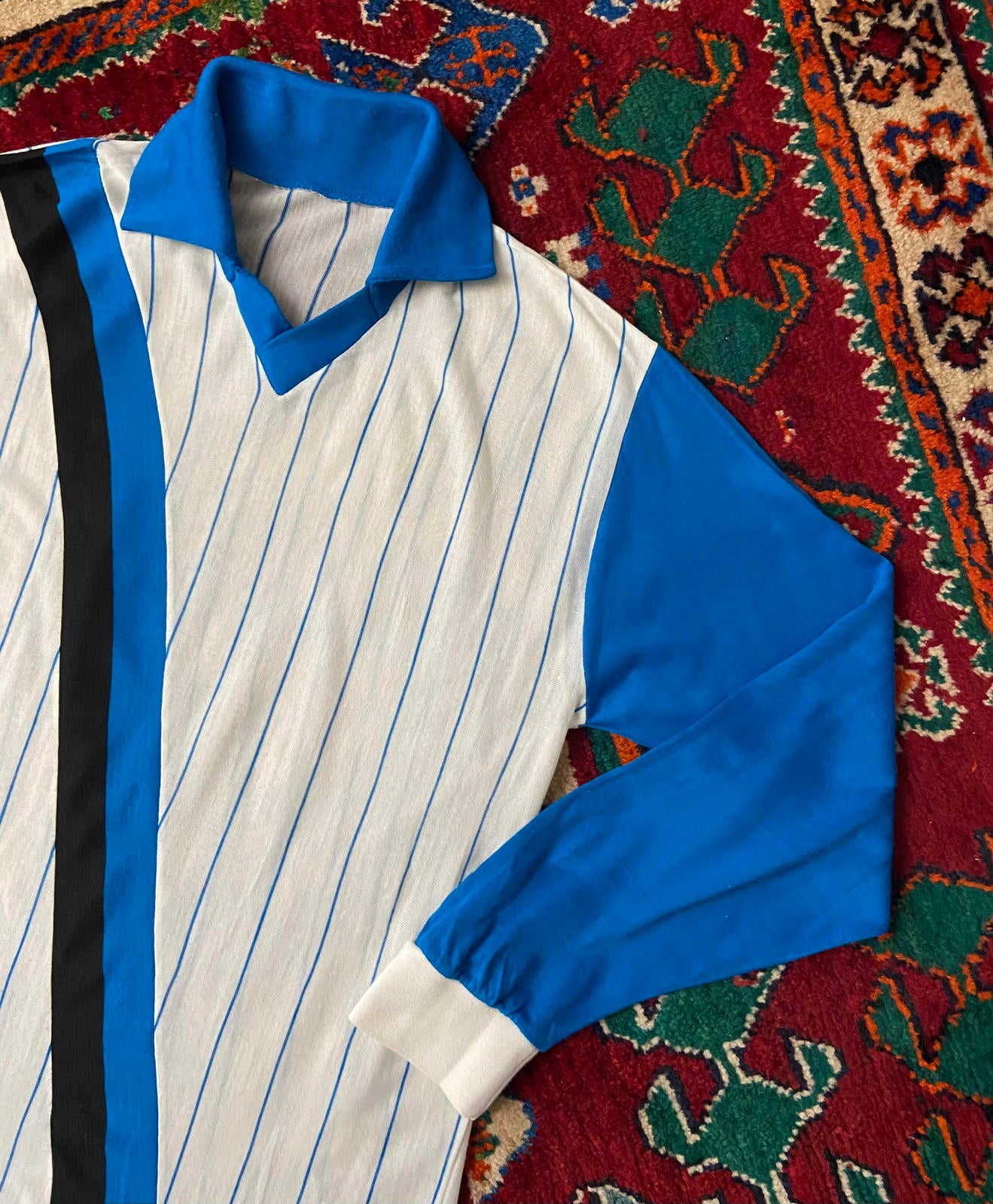 Vintage 1970s Blue & White Football Jersey Top