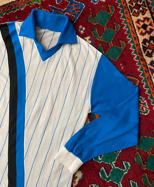 Vintage 1970s Blue & White Football Jersey Top