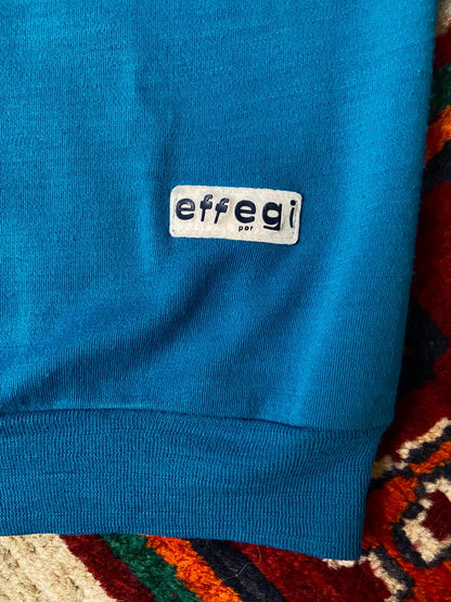 Vintage 1980s Italian Bright Turquoise Track Top