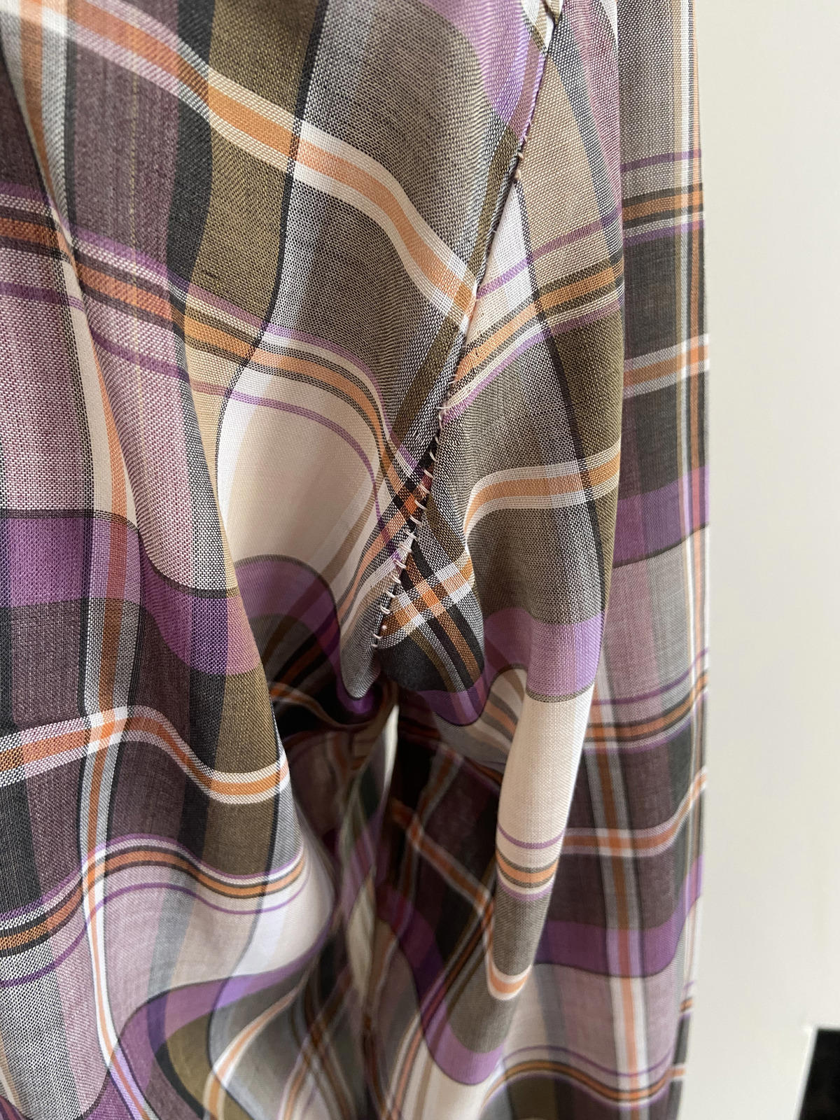Vintage 1970s Purple Check Dagger Collar Shirt