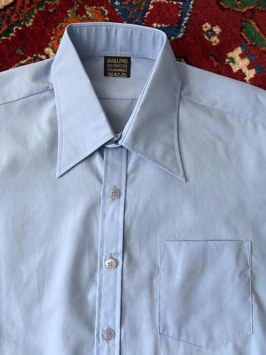 Vintage 1970s Light Blue Deadstock Dagger Collar Shirt