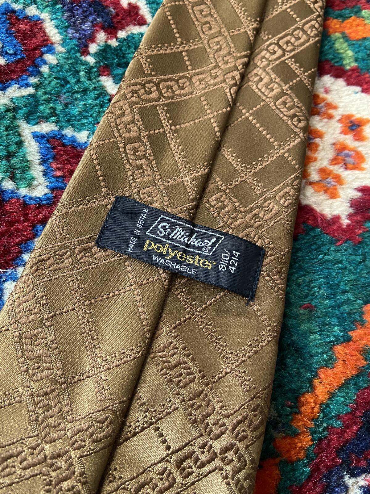 Vintage 1970s Bronze St Michael Woven Pattern Tie