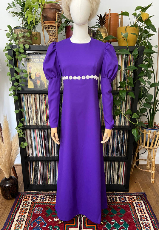 Vintage 1970s Purple Medieval Revival Maxi Dress